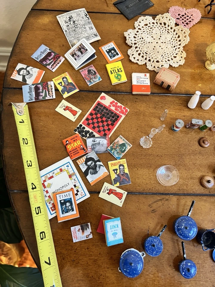 Vintage Dollhouse ACCESSORIES Kitchen . Sewing . Fireplace . Books . Tools +More - Image 4 of 4