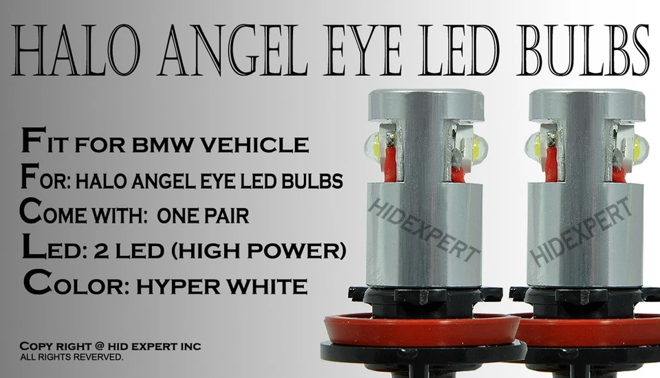 Fit BMW Canbus Angel Eye E70 E90 E92 H8 HALO RING 6W LED White Light Bulb W23 - Image 2 of 4