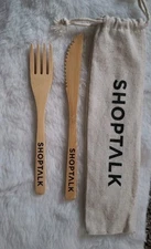 3pc BAMBOO Travel Reusable Utensil/Flatware Fork & Knife w/Pouch. Free Shipping!
