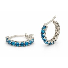 Blue Rhinestone Pave Hoop Earrings - Elegant Fashion Jewelry