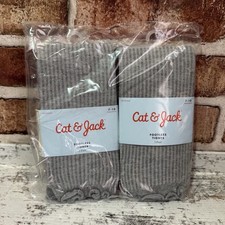 2 pair Cat Jack Girls Gray Ribbed Footless Tights 100 Denier Size 7-10 Value