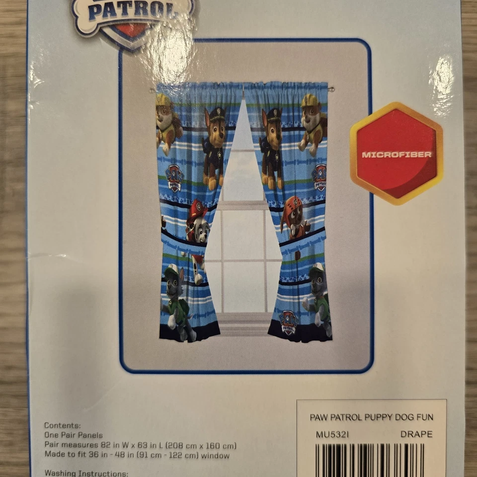 Paw Patrol painéis de microfibra cortinas 82”x63 para caber 36”x48” - Imagem 3 de 4