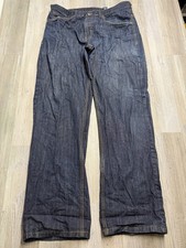 Rocawear Vintage Y2K Wide Leg Baggy Jeans Dark Wash Red Embroidered Logo W38