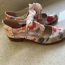 Joe Browns Shoes White/floral  Tie Up Ribbon Shoes Super Pretty Uk 3 Eu 36  A5