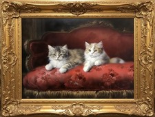 Deux petits chats persans sur un sofa royal 🐱❤️ 40x30 cm