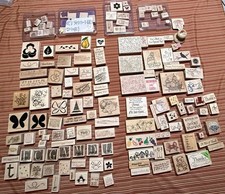 Lot 154 Vtg 1990’s 2000’s Assorted Stampin Up & Other Mounted Wood Rubber Stamps