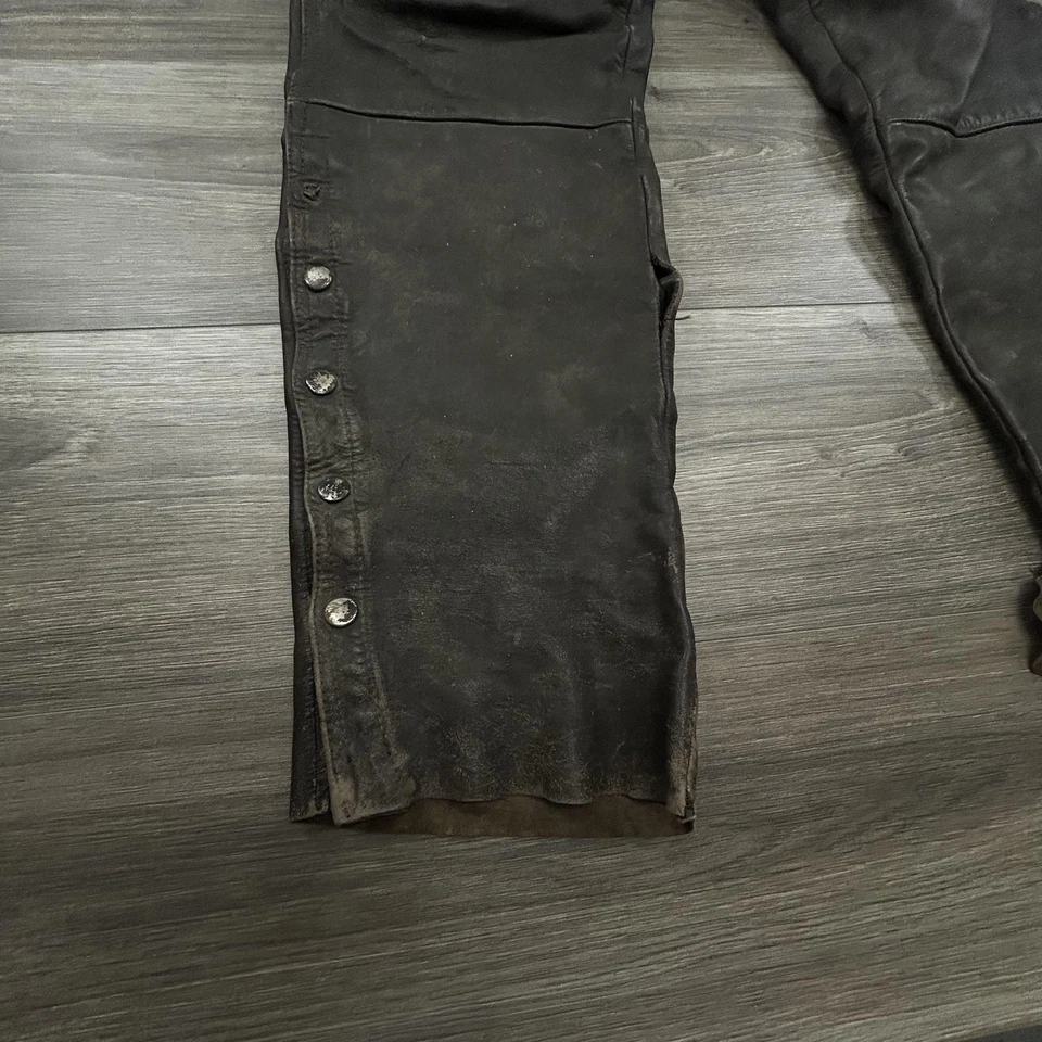 Pantalones de moto Harley-Davidson vintage de cuero para hombre 34 negros Hein Gericke años 70 Foto 3 de 4