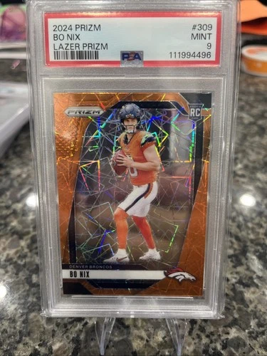 2024 Panini Prizm - Rookies Bo Nix #309 Lazer Prizm (RC) PSA 9