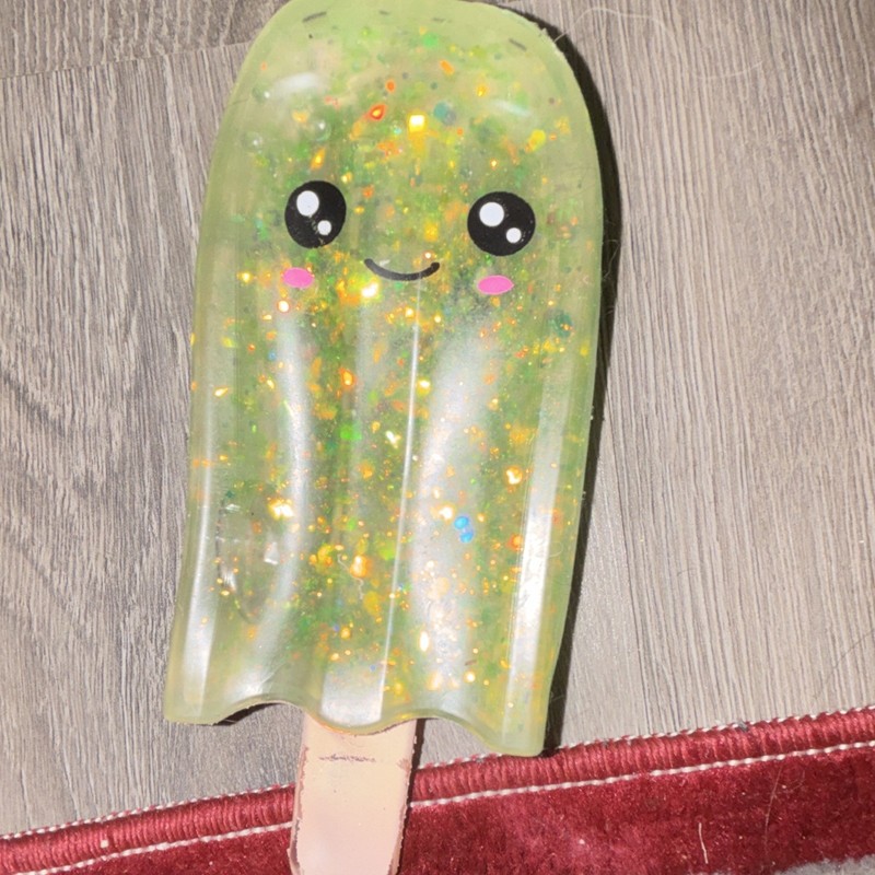 Green Glitter Popsicle Gel Squeeze Toy Stress Reliever, 6in x 3in x 2in