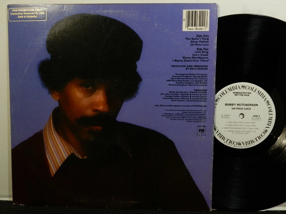BOBBY HUTCHERSON Un Poco Loco LP COLUMBIA AL 36402 STEREO DJ PROMO 1980 Jazz - Image 2 of 2