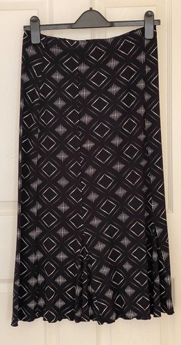 Jupe Flare Ann Taylor LOFT Taille 12 - Imprimé Abstrait Noir Et Blanc, En Lin Et Coton