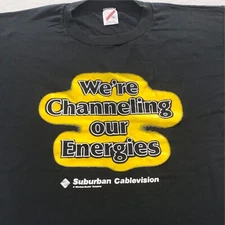 vtg 80s SUBURBAN CABLEVISION NEW JERSEY T-Shirt LARGE york cable tv network