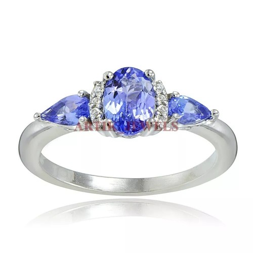 Tanzanita Natural Piedra Preciosa Con 925 Anillo Plata de Ley para Mujer AJ3307 - Imagen 13 de 15