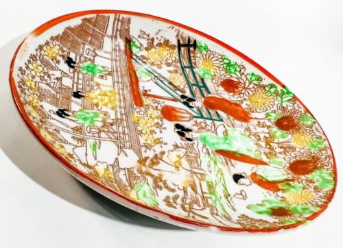 Vintage Japan Ceramic Saucer Set Hand Painted Geishas in Garden Geishaware 5.3" - Picture 6 of 12