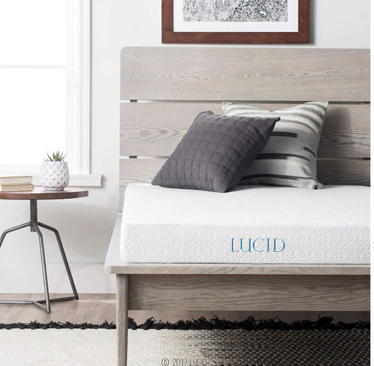 Lucid 5 Inch Gel Memory Foam Dual-layered--firm -Queen-white - NIB