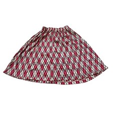 Vtg 70s argyle skirt red white green print elastic waist tag size 13