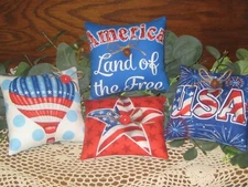 Patriotic Farmhouse Decor 4 Bowl Fillers Wreath Accents Handmade Fabric Signs