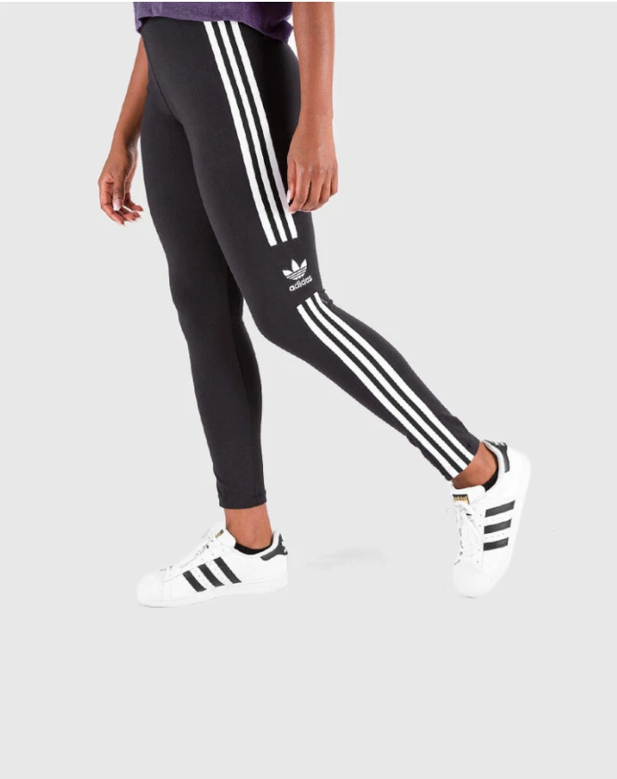 adidas Originals Women's 3-Stripes Leggings, Black, Trefoil, running Gym  pants | eBay