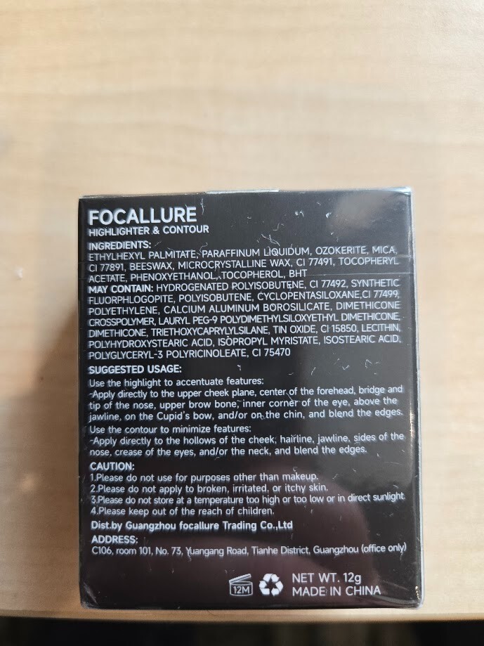 Lot of 2 Focallure Highlighter/Contour AND Cream Blush FA-01 Rose Marble