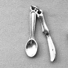Spoon and Knife Cutlery Charms 25x6mm Antique Silver Plated Alloy Q12 Per Pkg