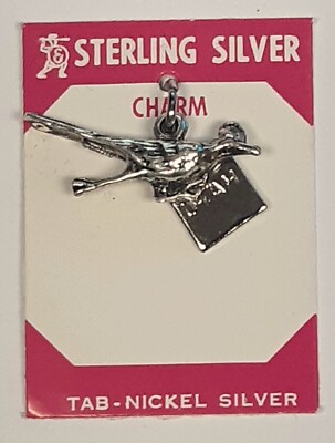 NOS VINTAGE Sterling Silver Utah Native American Roadrunner State Charm