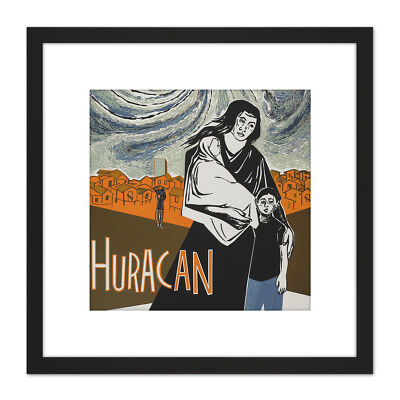 Cortes Film Huracan Hurrikan Puerto Rico Joey Friends Quadrat gerahmte Kunst 8 x 8 Zoll