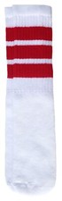 14" Kids White tube socks with Red stripes style 1