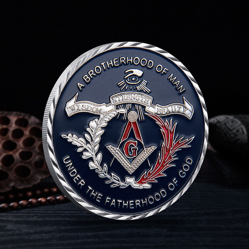 Challenge Coin Masonic Coins Freemason Collectible Brotherhood Collection Silver