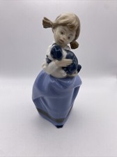 NAO By Lladro Girl With Sleeping Puppy 19cm