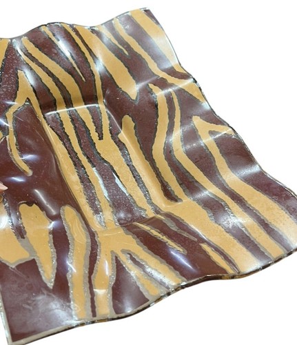 Vintage MCM Glass Zebra Print Tray Platter Rectangular - Picture 2 of 8
