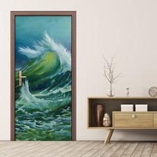 Türtapete Türfolie Türaufkleber Gemälde Riesigen Meereswellen Sturms
