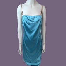 Vintage Dolce & Gabbana D&G Satin Slip Dress Camisole 40 S M Turquoise 90's Y2K