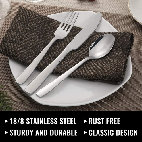 48 Pcs Silverware Set for 8 Stainless Steel Flatware Cutlery Kitchen Utensil Kit - Picture 3 of 7