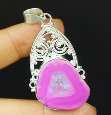 Natural Druzy Gemstone 925 Sterling Silver Women's Pendant