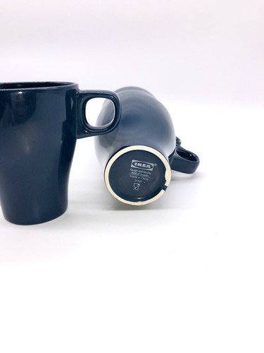 Vintage Set of 4 Ikea Fargrik 8 oz. Ceramic Blue Mugs - Picture 5 of 6