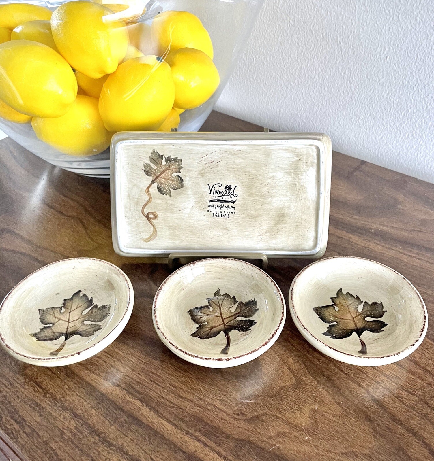 VINTAGE Z Gallerie "Leaves” Serving Tray And Three Small Bowls eBay