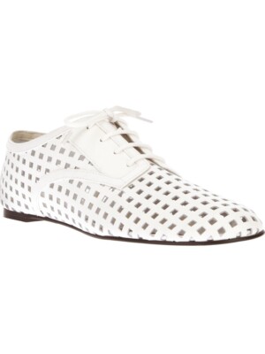 JIL SANDER Navy Womens Laser Cut Leather Lace Up Oxford Derby Shoes SZ 35 5 lux