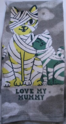 FULL UNCUT LOVE MY MUMMY HALLOWEN Print Cotton Kitchen Dishtowel