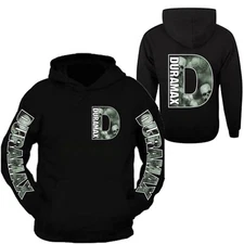 Duramax Black Hoodie D Design All Colors Hooded Sweatshirt Front and Back 