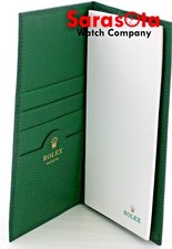 Vintage Rolex Green Leather Checkbook Passport Card Holder Long 3.75" x 7"