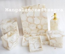 White Agate Bathroom Vanity Accessories Set 7 pcs / Agate bathroom Vanity Set