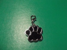 Old Collectible Key Chain 1"in Metal Charm Black Dog Paw