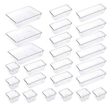 Clear Plastic Drawer Organizer Set of 25Pcs w/ 4 Size Variants Divider