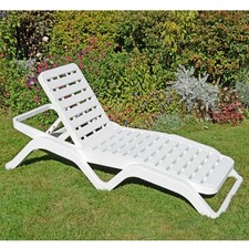 "SCIROCCO" STACKABLE SUN LOUNGER in WHITE by TRABELLA TB-901