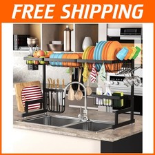 Stainless Steel Over Sink Dish Drying Rack - Black