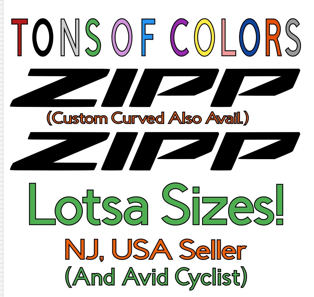 TWO Zipp Wheels Rims STRAIGHT Logo Die Cut Vinyl Decals Bikes