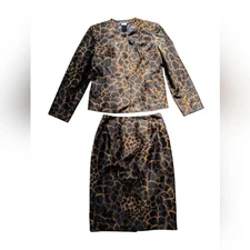 Harve Benard Vintage 90s Animal Print Giraffe Two Piece Skirt Set Size 8
