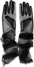 Wedding Bridal Mesh Tulle Gloves Long 27" Elbow Length Sheer Gloves