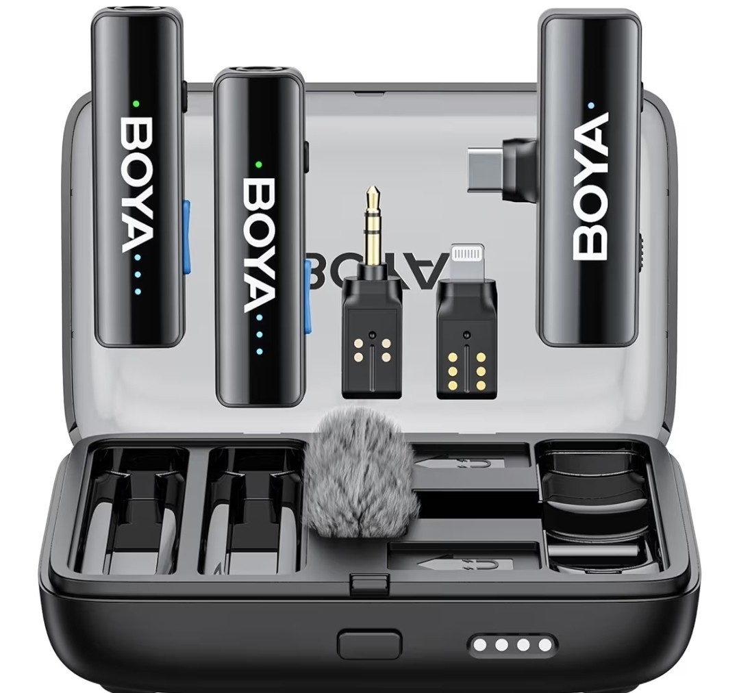 BOYA BOYALINK All-in-One Wireless Microphone Set for iPhone, Android And More