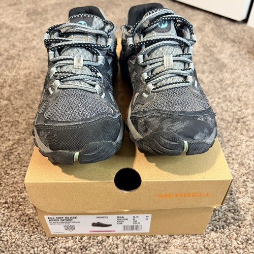 Merrell All Out Blaze Aero Sport Hiking Shoes Size 8.5 Black Gray Blue